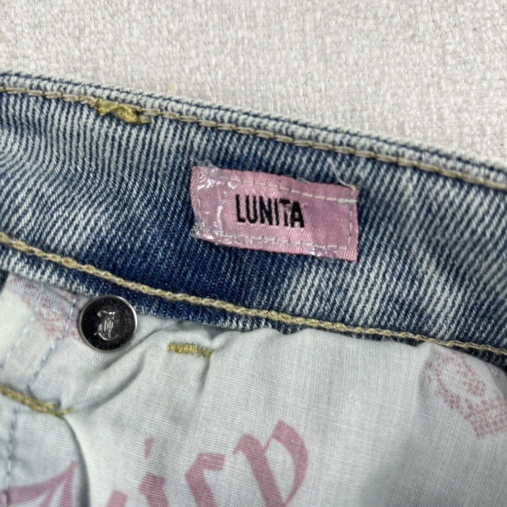 Juicy Couture Lunita Wide Leg Cargo Jeans Size 28 Medium Wash Y2K NWT($110) - Picture 10 of 13